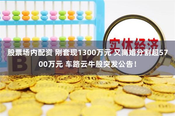 股票场内配资 刚套现1300万元 又离婚分割超5700万元 车路云牛股突发公告！